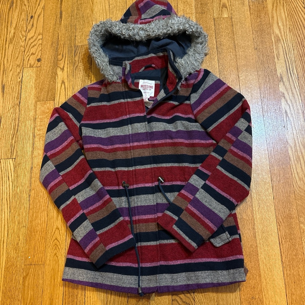 Mossimo Supply Co. Striped Hooded Jacket in Red, Navy & Purple